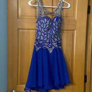 Short royal blue beaded dress!